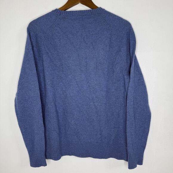 J Crew Sweater Mens Large Blue Heather Raglan Crewneck Lambswool Blend Knit - Picture 5 of 7